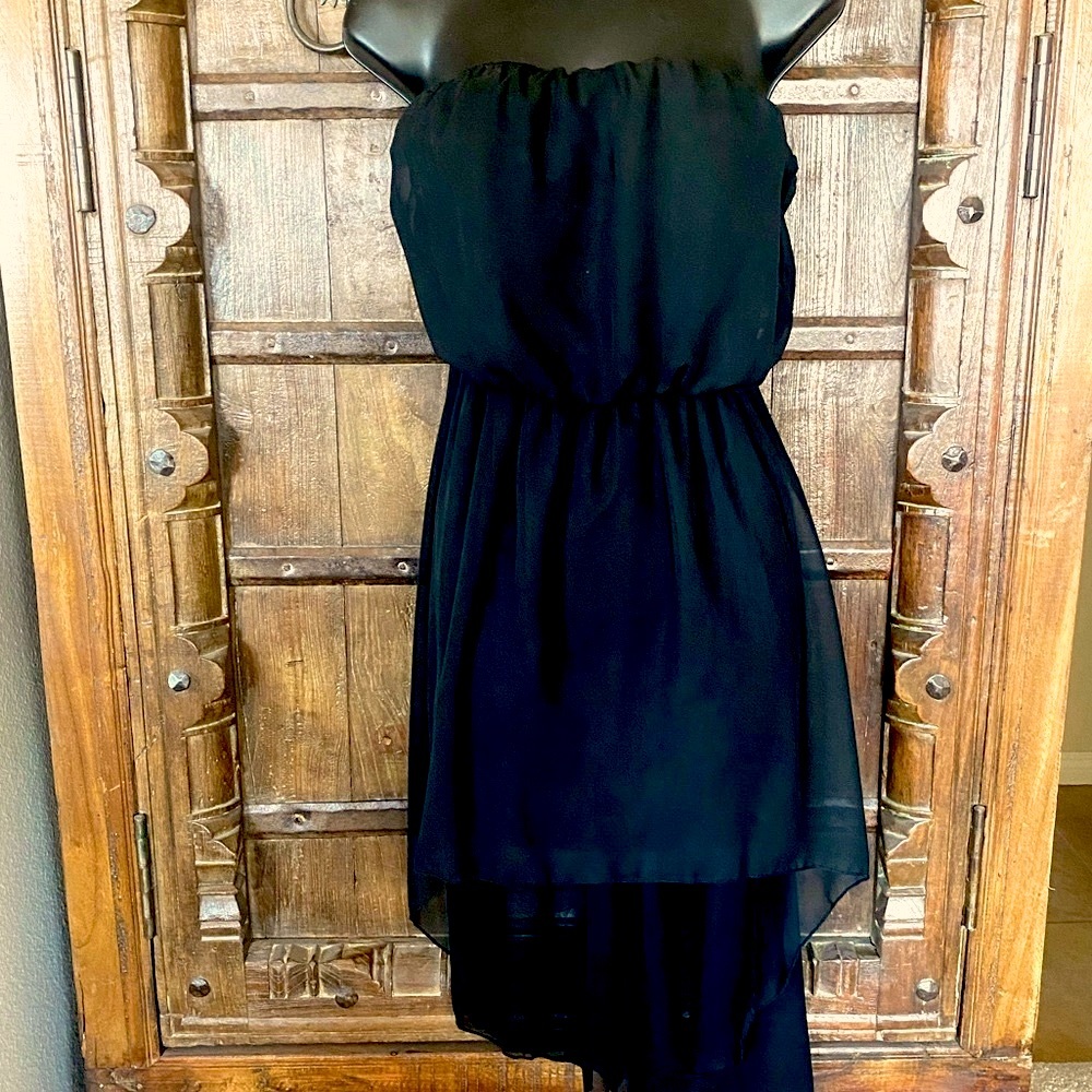 January 7 - Strapless Little Black Dress Size L Short High Low